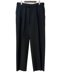 marka / Tumbled Wool Serge / Regular Fit Straight Trousers -Chambray Black-