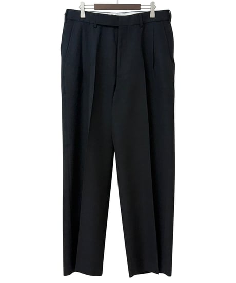 marka / Tumbled Wool Serge / Regular Fit Straight Trousers -Chambray Black-