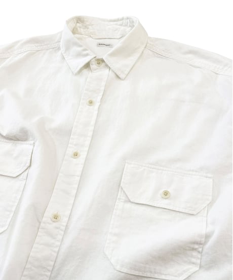 SANMONT / Cotton Chambray Work Shirt - WHITE -
