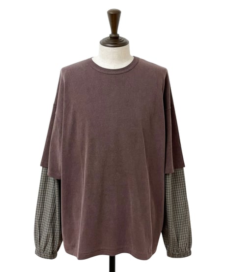 【26AW】 refomed / FRESH MAN LAYERED TEE “CHECK” - BROWN-