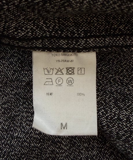 YOKO SAKAMOTO /  WORK SHIRT max high count hemp -BLACK×BEIGE-
