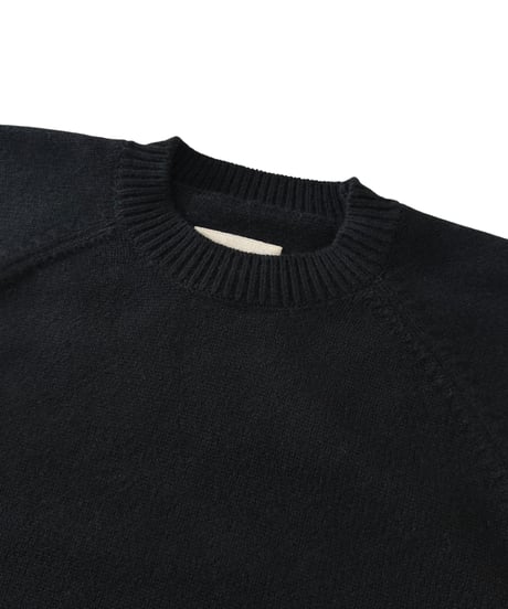 YOKO SAKAMOTO / RAGLAN CREW NECK KNIT wool×cashimere×silk -BLACK-