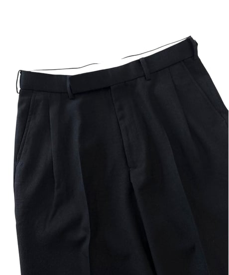 marka / Tumbled Wool Serge / Regular Fit Straight Trousers -Chambray Black-