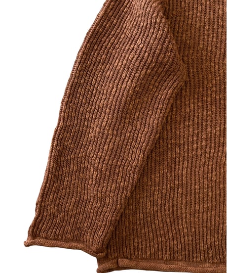 nakedgauge / COTTON LINEN LOOSE FIT SWEATER -BROWN-
