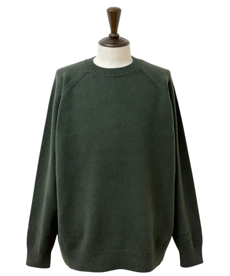 YOKO SAKAMOTO / RAGLAN CREW NECK KNIT wool×cashimere×silk -OLIVE-