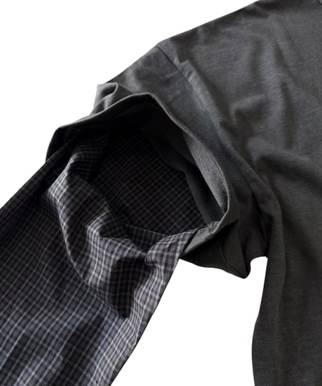 【26AW】 refomed / FRESH MAN LAYERED TEE “CHECK” -CHARCOAL-