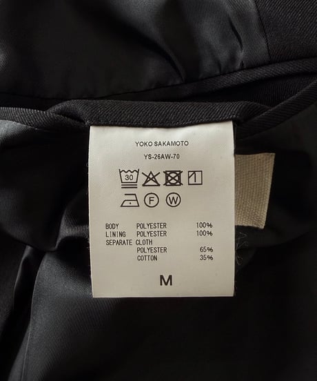 YOKO SAKAMOTO / SUIT JACKET brushed gabardine -BLACK-