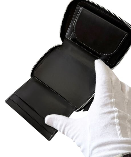 Post Production / MID WALLET vachetta -BLACK-
