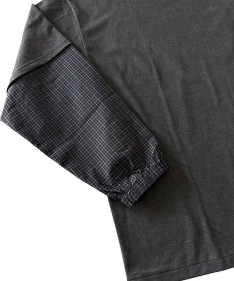 【26AW】 refomed / FRESH MAN LAYERED TEE “CHECK” -CHARCOAL-