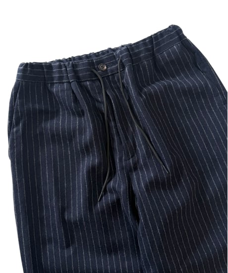 Urig / STRIPE WIDE EASY PANTS -NAVY STRIPE-