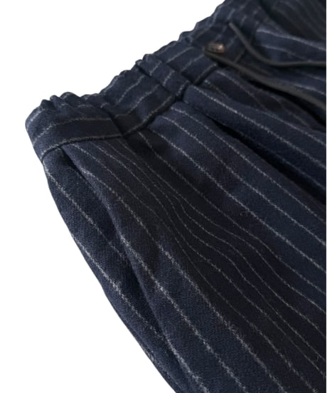 Urig / STRIPE WIDE EASY PANTS -NAVY STRIPE-