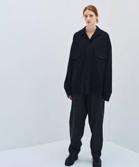SANMONT /  ウールオープンカラーシャツ - Navy -