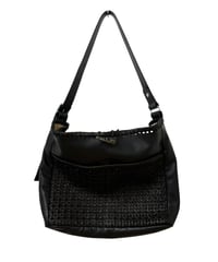Post Production / 2 POCKET TOTE BAG mesh horse wax -BLACK-