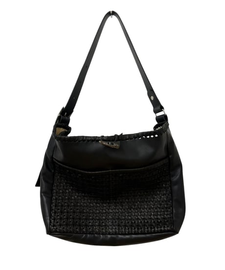 Post Production / 2 POCKET TOTE BAG mesh horse wax -BLACK-