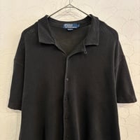 90s Polo by Ralph Lauren Open Collar s/s Shirt M 鹿の子 Black