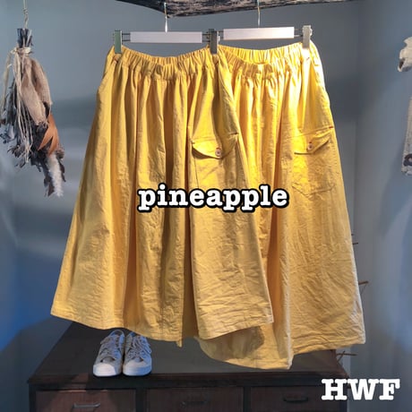 ライトcottonチノクロスリラックスギャザースカート (pineapple) (watermelon)