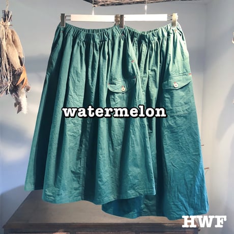 ライトcottonチノクロスリラックスギャザースカート (pineapple) (watermelon)