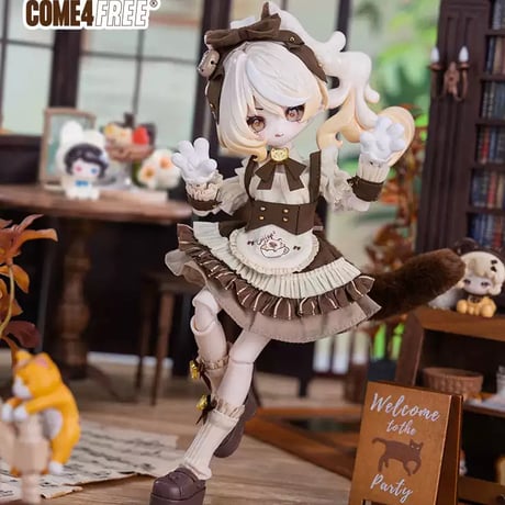 【現品販売】COME4FREE「スイーツシリーズ：キャラメルニャンココア」1/8スケール 小型ドール向け ドール用の服 9点セット