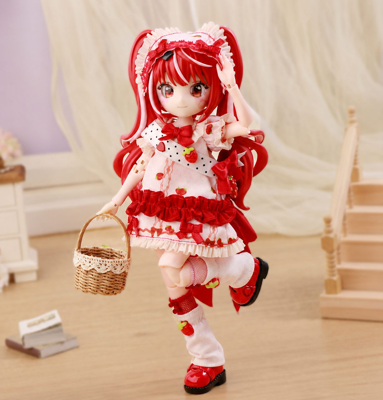 【さや】ドール　赤ちゃん　ドレス　服　ドーリー　キュート　リボン　苺 さや】ドール 赤ちゃん ドレス 服 ドーリー キュート リボン 苺