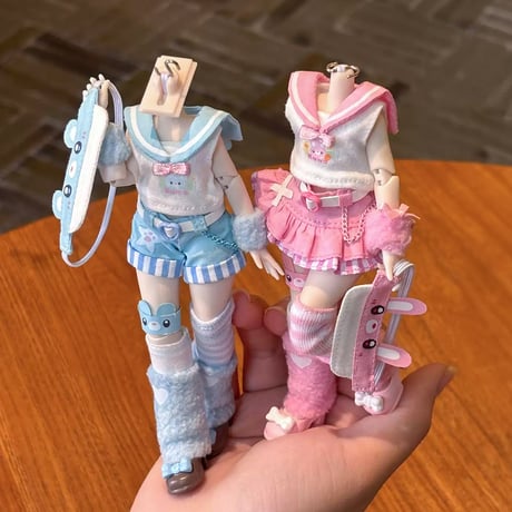 【予約販売：2026年9月頃 お届け予定】<初回予約特別価格>Oi studio 「熊うさチア隊」1/12スケール 小型ドール向け ドール用の服 7点セット【全2種類・選択可能】