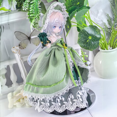 【現品販売】幾何造物 「春日の序曲」小型ドール向け ドール用の服 3点セット