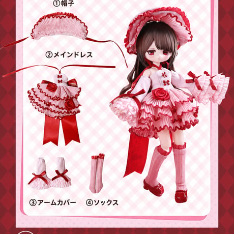 【現品販売】幾何造物 「薔薇の甘き頌歌」1/8スケール 小型ドール向け ドール用の服 4点セット