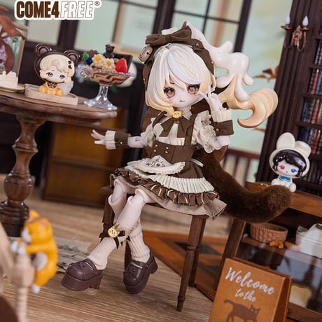 【現品販売】COME4FREE「スイーツシリーズ：キャラメルニャンココア」1/8スケール 小型ドール向け ドール用の服 9点セット