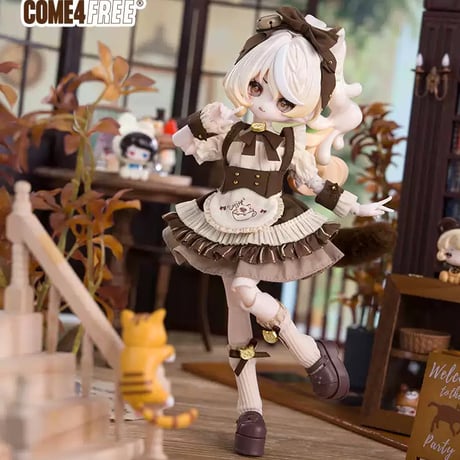 【現品販売】COME4FREE「スイーツシリーズ：キャラメルニャンココア」1/8スケール 小型ドール向け ドール用の服 9点セット