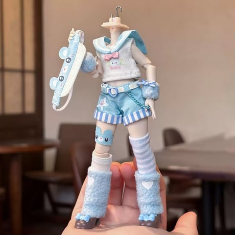 【予約販売：2026年9月頃 お届け予定】<初回予約特別価格>Oi studio 「熊うさチア隊」1/12スケール 小型ドール向け ドール用の服 7点セット【全2種類・選択可能】