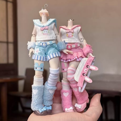 【予約販売：2026年9月頃 お届け予定】<初回予約特別価格>Oi studio 「熊うさチア隊」1/12スケール 小型ドール向け ドール用の服 7点セット【全2種類・選択可能】