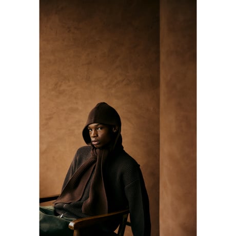 COMFORTABLE REASON / WAFFLE HOOD SCARF / BROWN
