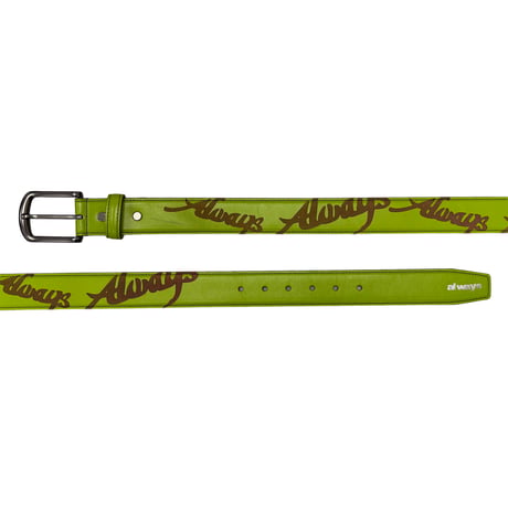 ADWYSD (ALWAYS DO WHAT YOU SHOULD DO) / LAZERPRINT COWHIDE BELT / GREEN / PURPLE