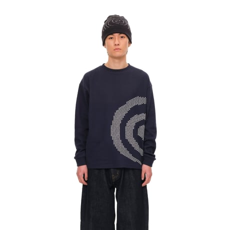 SOL soonerorlater / CROSS GURUGURU WAFFLE L/S TEE / NAVY