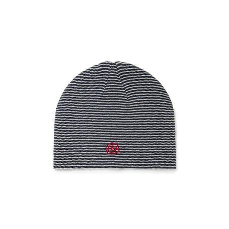 SOL soonerorlater / KNITTED BORDER BEANIE / BLACK & IVORY
