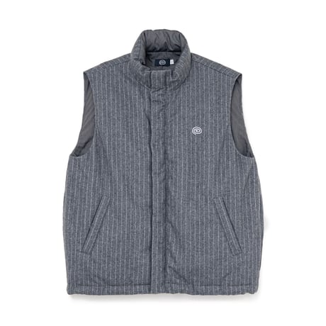 SOL soonerorlater / PIN-STRIPE PADDED VEST / GRAY