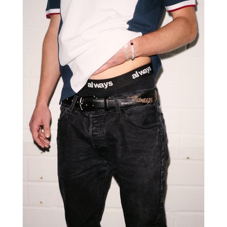 ADWYSD (ALWAYS DO WHAT YOU SHOULD DO) / LAZERPRINT COWHIDE BELT / GREEN / PURPLE