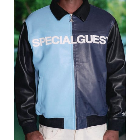 SPECIAL GUEST K.K. / FAUX LEATHER ZIP JACKET / BLUE
