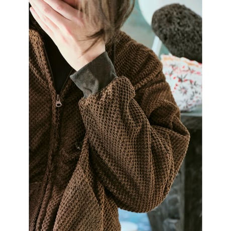 diidii / REVERSIBLE DOUBLE RASCHEL HOODIE / BROWN (NATURAL DYE)