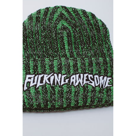 FUCKING AWESOME / REFLECTIVE STRIPE BEANIE / GREEN / BLACK