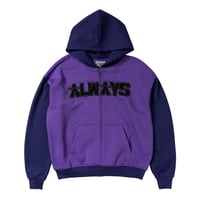 ADWYSD (ALWAYS DO WHAT YOU SHOULD DO) / HUMAN APPLIQUE ZIP HOODIE / PURPLE