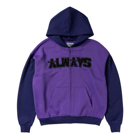 ADWYSD (ALWAYS DO WHAT YOU SHOULD DO) / HUMAN APPLIQUE ZIP HOODIE / PURPLE