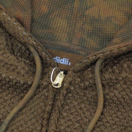 diidii / REVERSIBLE DOUBLE RASCHEL HOODIE / BROWN (NATURAL DYE)
