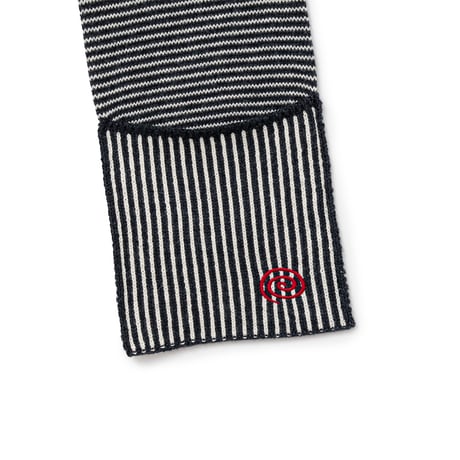 SOL soonerorlater / KNITTED BORDER SCARF / BLACK & IVORY