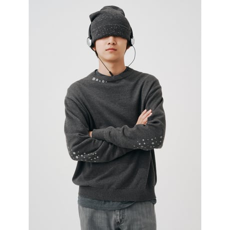 PAJA STUDIO / GLITTER COTTON SWEATER / CHARCOAL GRAY