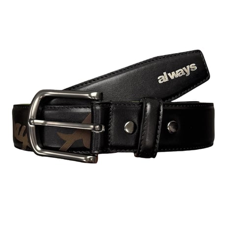 ADWYSD (ALWAYS DO WHAT YOU SHOULD DO) / LAZERPRINT COWHIDE BELT / BLACK / GREEN