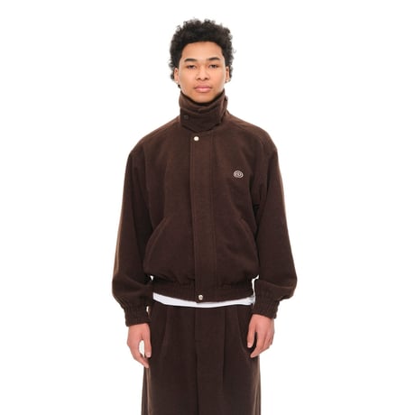 SOL soonerorlater / WOOL-BLEND STAND-COLLAR JACKET / BROWN