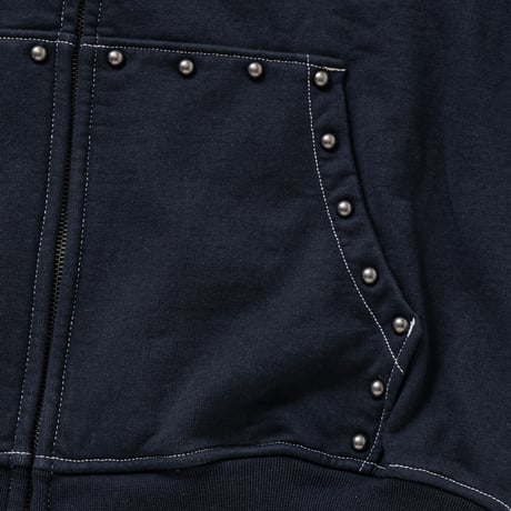 SPECIAL GUEST K.K. / FACE LOGO STUDDED ZIP HOODIE / NAVY