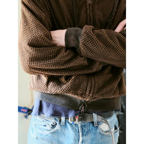 diidii / REVERSIBLE DOUBLE RASCHEL HOODIE / BROWN (NATURAL DYE)