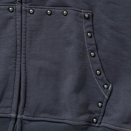 SPECIAL GUEST K.K. / FACE LOGO STUDDED ZIP HOODIE / GRAY