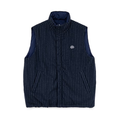 SOL soonerorlater / PIN-STRIPE PADDED VEST / NAVY